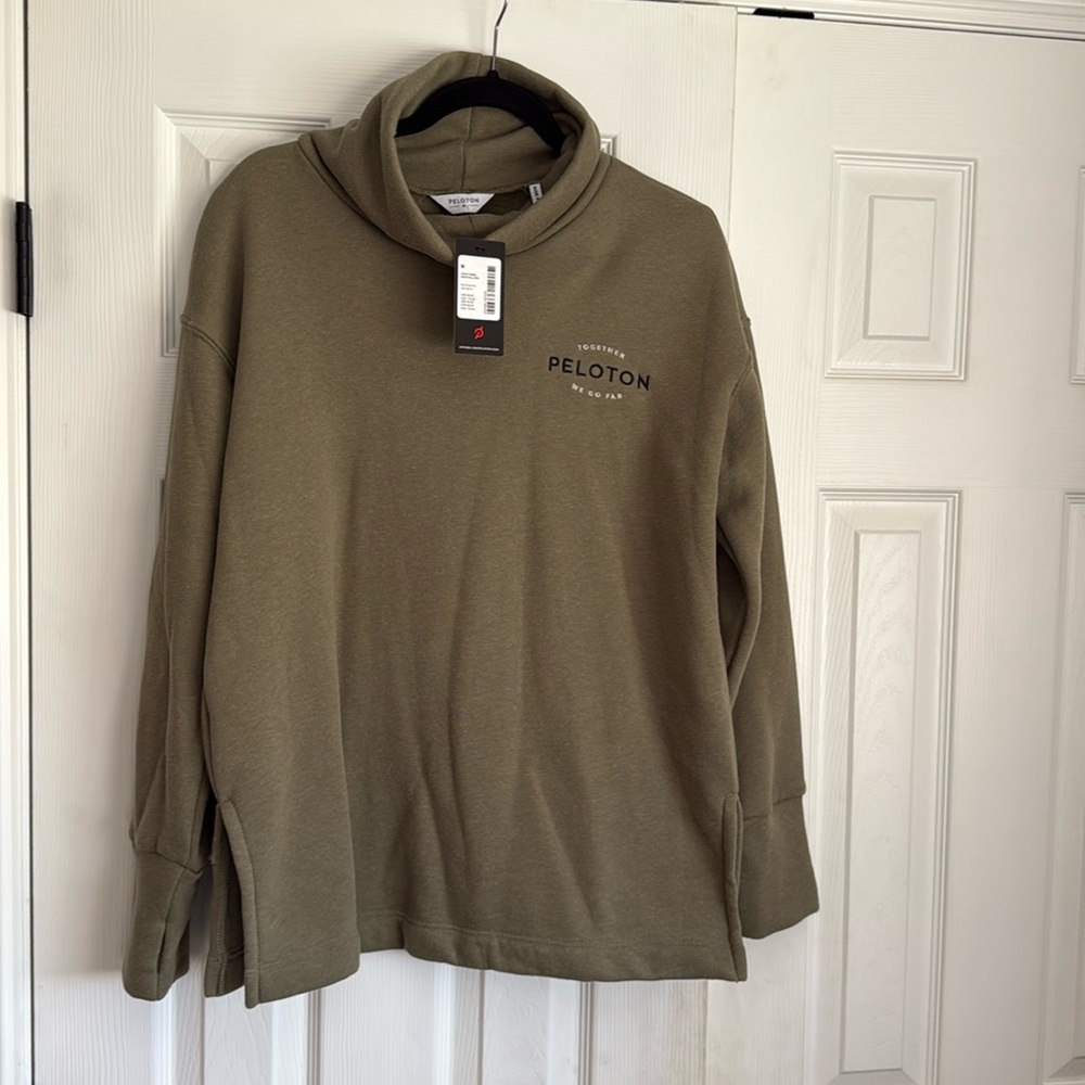 PELOTON cowl neck sweatshirt olive green